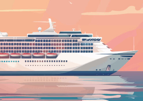A large cruise ship